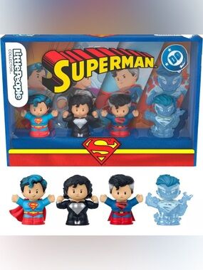 Little People Superman Through The Ages Mini Figure Set NIB